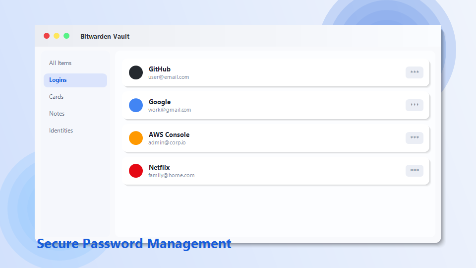 Bitwarden 密码保险箱界面截图